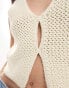 ASOS DESIGN knitted vest in chunky stitch in cream