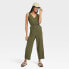 Фото #2 товара Women's Linen V-Neck Jumpsuit - Universal Thread Green XS