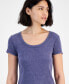 ფოტო #3 პროდუქტის Juniors' Distressed Rib-Knit T-Shirt