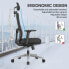 Duwinson Ergonomic Desk Chair with Adjustable Armrest, Mesh Office Chair, Rocker Function, Adjustable Headrest, Lumbar Support, Height Adjustable (Black-PI)