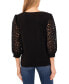 Фото #2 товара Women's Solid Lace-3/4-Sleeve Knit Crewneck Top