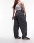 Topshop Curve premium balloon tapered pocket trouser in navy US 18 - фото #4