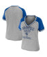 Фото #1 товара Women's Heather Gray Distressed Indianapolis Colts Throwback Raglan V-Neck T-shirt
