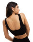 Фото #3 товара ASOS 4505 Icon mid impact seamless rib sports bra with square neck in black