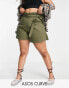 Фото #2 товара ASOS DESIGN Curve utility belted shorts in khaki