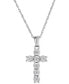 ფოტო #1 პროდუქტის Diamond Cross Pendant Necklace (1/10 ct. t.w.) in Sterling Silver