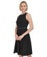 Women's Jewel-Neck Scuba-Crepe Dress Черный, 12 - фото #5