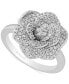 ფოტო #1 პროდუქტის Diamond Cinderella 70th Anniversary Gardenia Flower Ring (1/5 ct. t.w.) in 14k White Gold