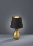 Tischlampe Keramik Gold, Stoff Schwarz