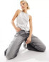 Фото #1 товара Mango metallic front vest in silver