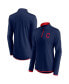 ფოტო #1 პროდუქტის Women's Navy, Red Cleveland Indians Primary Logo Quarter-Zip Jacket