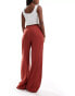 Vero Moda textured drawstring waist wide leg trouser in rust Красный, S - EU 36 - фото #2