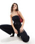 Mango tailored denim bandeau jumpsuit in dark blue