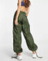 Motel baggy parachute trousers in khaki