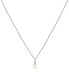 ფოტო #1 პროდუქტის EFFY® Cultured Freshwater Pearl (7mm) & Diamond (1/20 ct. t.w.) 18" Pendant Necklace in Sterling Silver