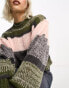 COLLUSION knitted crew neck jumper in multi stripe