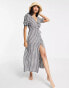 Fashion Union Exclusive beach wrap summer dress in gingham