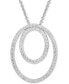 ფოტო #1 პროდუქტის Diamond Openwork Double Oval 18" Pendant Necklace (1/2 ct. t.w.) in Sterling Silver