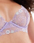 Фото #2 товара Hunkemoller Lillia embroidered lace plunge unpadded bra in lavender