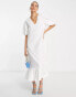 Фото #1 товара Pretty Lavish balloon sleeve smock midaxi dress in white