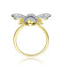 Sterling Silver 14k Yellow Gold Plated with Sapphire Cubic Zirconia Pave Wasp Ring