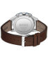 ფოტო #3 პროდუქტის Men's Allure Chronograph Brown Leather Strap Watch 44mm