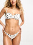 River Island ruched strappy bikini brief in white polka dot