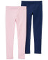 Kid 2-Pack Pink & Navy Leggings 14