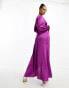 Фото #2 товара Liquorish satin maxi dress with split in deep fuchsia