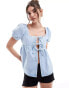 Фото #1 товара ASOS DESIGN denim babydoll top in mid blue