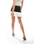 Фото #3 товара Kaiia pleated contrast pleat hem mini skirt in black and cream