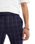 ASOS DESIGN smart skinny trousers in navy window pane check