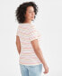 ფოტო #2 პროდუქტის Women's Striped Short-Sleeve Henley Top, Created for Macy's