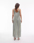 Фото #4 товара Topshop ruched neck maxi dress in green stripe