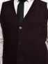 Фото #4 товара ASOS DESIGN slim wool mix suit waistcoat in herringbone in burgundy