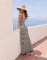 Фото #3 товара 4th & Reckless x Luana Barron yvette knit stripe maxi beach dress in cream and black