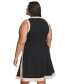 Фото #2 товара Plus Size Contrast-Trim Sleeveless Dress