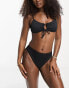 Hollister ribbed high leg co-ord bikini bottoms in black