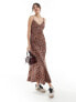 ASOS DESIGN maxi slip dress in spun in animal print