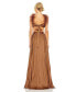 ფოტო #2 პროდუქტის Women's Ieena Pleated Feather Cap Sleeve Open Back Gown