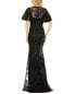 Фото #2 товара Mac Duggal Embellished Flutter Sleeve High Neck Gown Women's 8