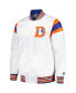 ფოტო #2 პროდუქტის Men's White, Royal Distressed Denver Broncos Vintage-Like Satin Full-Snap Varsity Jacket