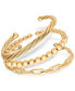 ფოტო #1 პროდუქტის 3-Pc. Set Beaded, Torchon & Paperclip Cuff Bangle Bracelets in 14k Gold-Plated Sterling Silver