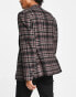 ASOS DESIGN slim blazer in burgundy check