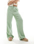 Фото #10 товара Mango linen straight leg trousers in sage green