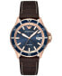 ფოტო #1 პროდუქტის Men's Brown Leather Strap Watch 42mm