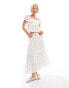 Фото #1 товара Labelrail x Olivia Grace Herring ditsy floral tiered maxi skirt in white