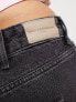 Фото #4 товара Only Curve high waisted jeans with frayed hem in black