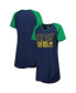 Women's Heather Navy, Green Notre Dame Fighting Irish Raglan V-Neck Nightshirt