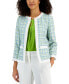 ფოტო #1 პროდუქტის Women's Plaid Framed Open-Front 3/4-Sleeve Jacket